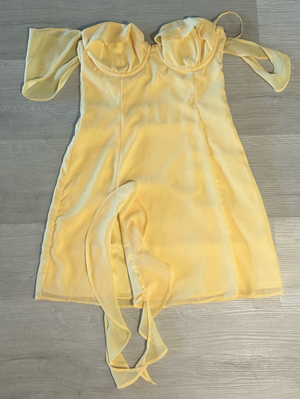 Oh Polly Yellow Off-Shoulder Slip Dress